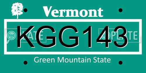 KGG143 Vermont License Plate