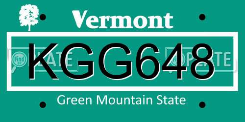 KGG648 Vermont License Plate