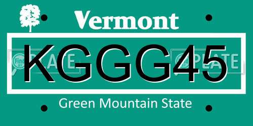 KGGG45 Vermont License Plate