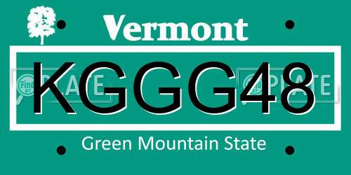 KGGG48 Vermont License Plate