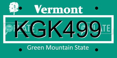 KGK499 Vermont License Plate