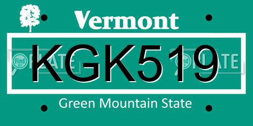 KGK519 Vermont License Plate
