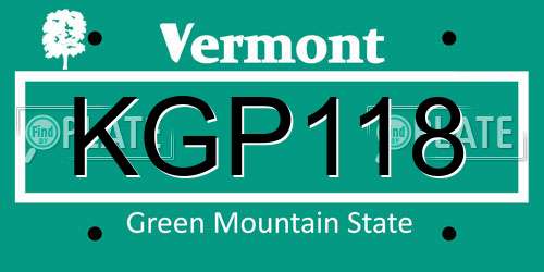 KGP118 Vermont License Plate