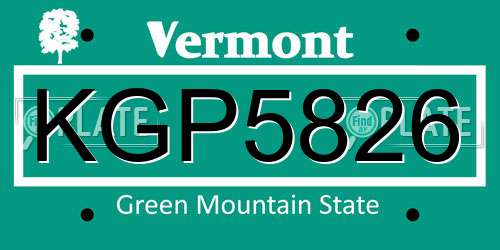 KGP5826 Vermont License Plate