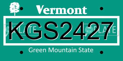 KGS2427 Vermont License Plate
