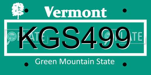 KGS499 Vermont License Plate