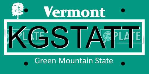 KGSTATT Vermont License Plate