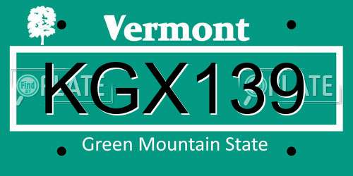 KGX139 Vermont License Plate