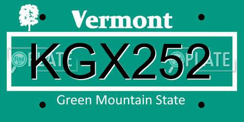 KGX252 Vermont License Plate