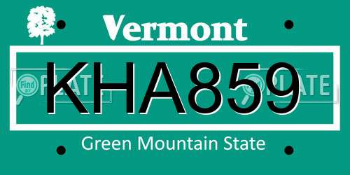 KHA859 Vermont License Plate