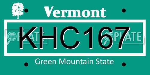 KHC167 Vermont License Plate