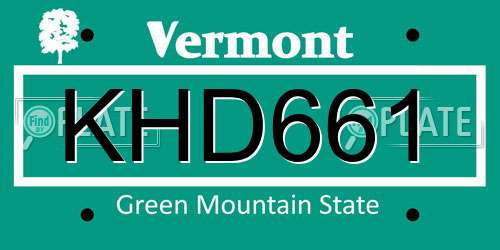 KHD661 Vermont License Plate