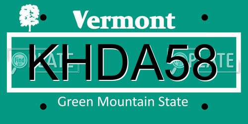 KHDA58 Vermont License Plate