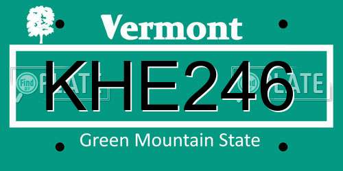 KHE246 Vermont License Plate