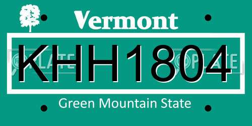 KHH1804 Vermont License Plate
