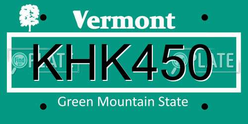 KHK450 Vermont License Plate