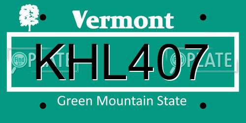 KHL407 Vermont License Plate