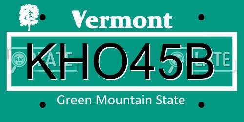 KHO45B Vermont License Plate