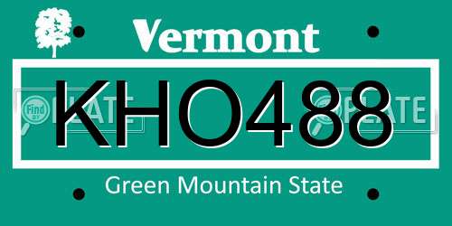 KHO488 Vermont License Plate