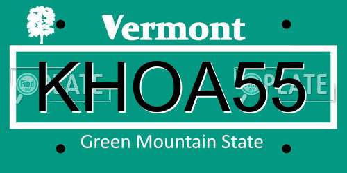 KHOA55 Vermont License Plate