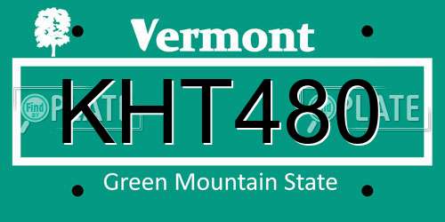 KHT480 Vermont License Plate