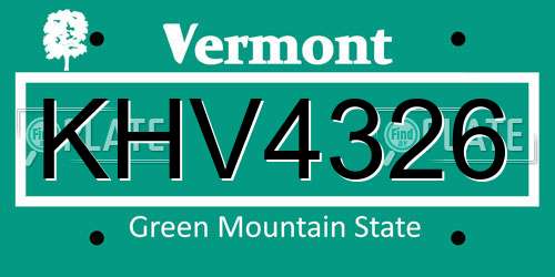 KHV4326 Vermont License Plate