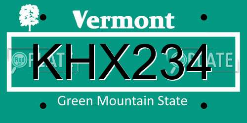 KHX234 Vermont License Plate