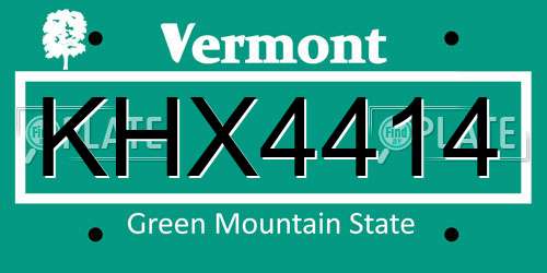 KHX4414 Vermont License Plate