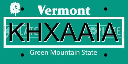 KHXAAIA Vermont License Plate