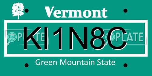 KI1N8C Vermont License Plate