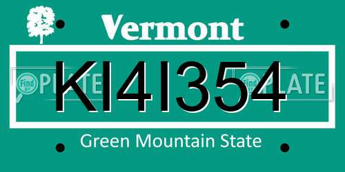 KI4I354 Vermont License Plate