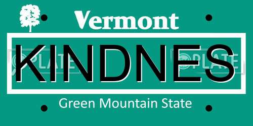 KINDNES Vermont License Plate