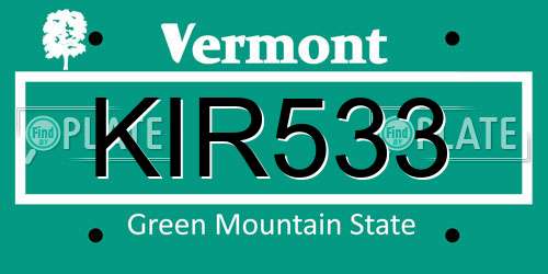 KIR533 Vermont License Plate
