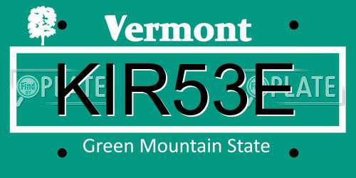 KIR53E Vermont License Plate