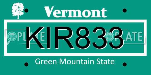 KIR833 Vermont License Plate