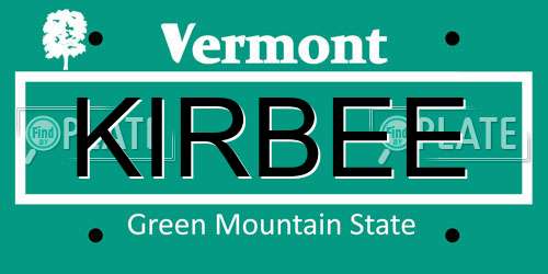 KIRBEE Vermont License Plate
