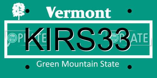KIRS33 Vermont License Plate