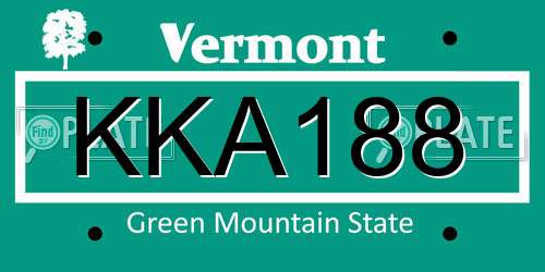 KKA188 Vermont License Plate