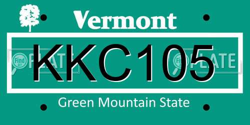 KKC105 Vermont License Plate
