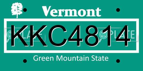 KKC4814 Vermont License Plate