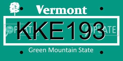 KKE193 Vermont License Plate