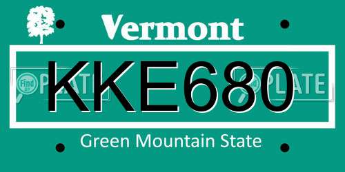 KKE680 Vermont License Plate