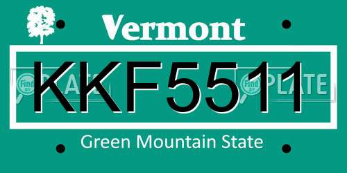 KKF5511 Vermont License Plate