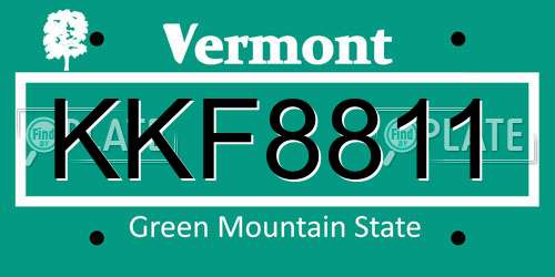KKF8811 Vermont License Plate