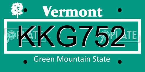KKG752 Vermont License Plate