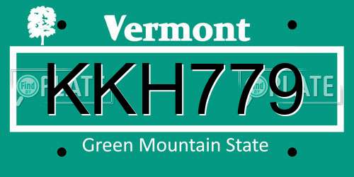 KKH779 Vermont License Plate