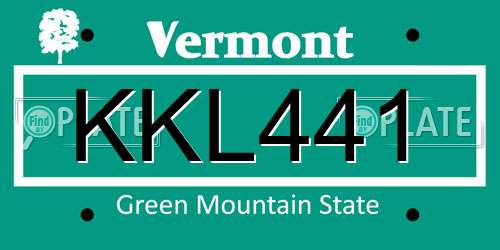 KKL441 Vermont License Plate