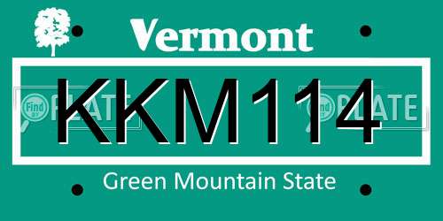 KKM114 Vermont License Plate