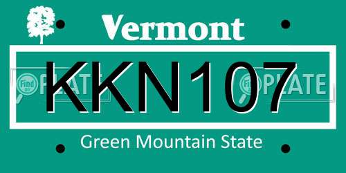 KKN107 Vermont License Plate