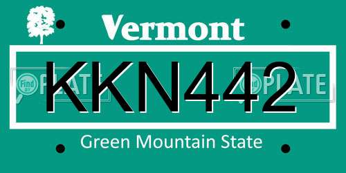 KKN442 Vermont License Plate